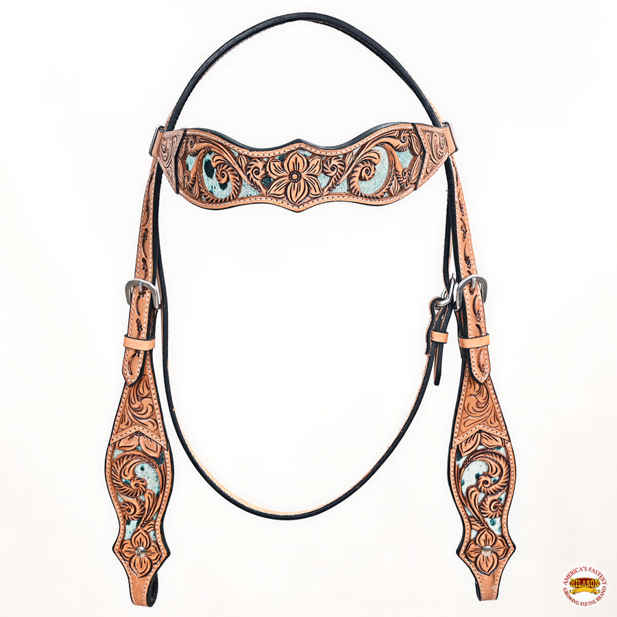 HILASON Western Horse Headstall & Breast Collar American Leather Hand Carving