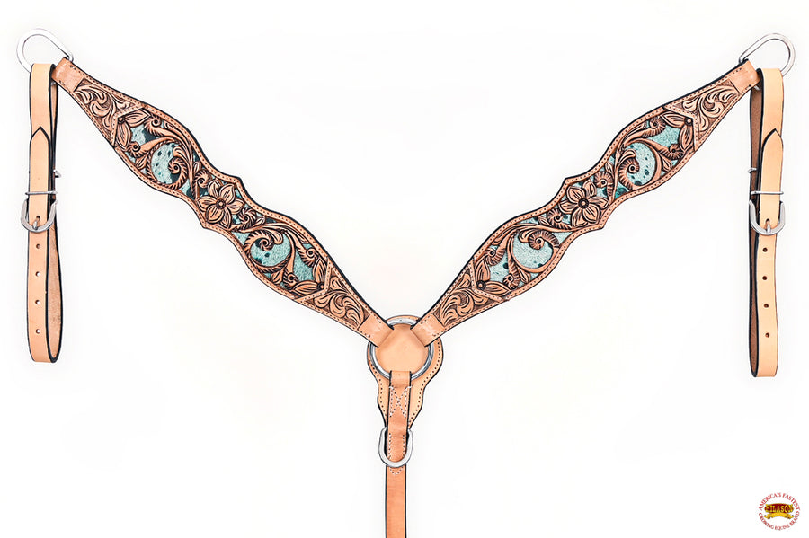 HILASON Western Horse Headstall Breast Collar American Leather Tan