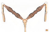 HILASON Western Horse Headstall Breast Collar Leather Brown | Tack Set for Horses