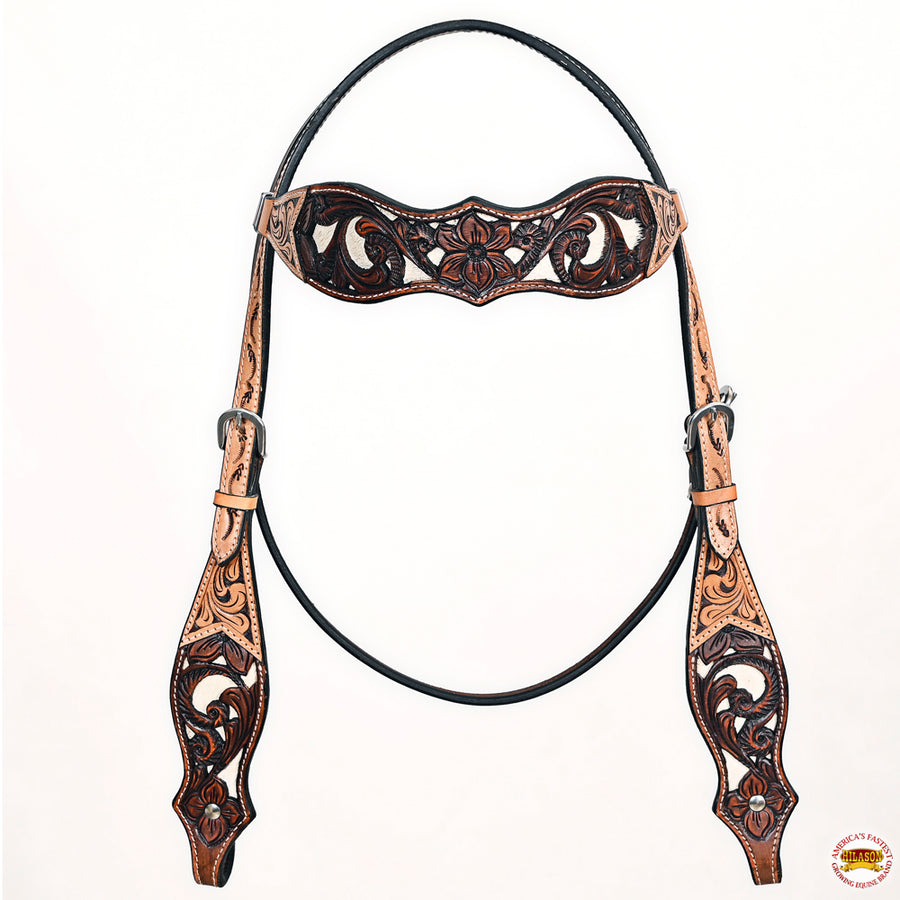 HILASON Western Horse Headstall & Breast Collar American Leather Hand Carving