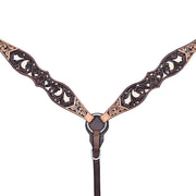 HILASON Western Horse Headstall Breast Collar Leather Brown with Tan | Tack Set for Horses