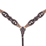 HILASON Western Horse Headstall Breast Collar Leather Brown with Tan | Tack Set for Horses