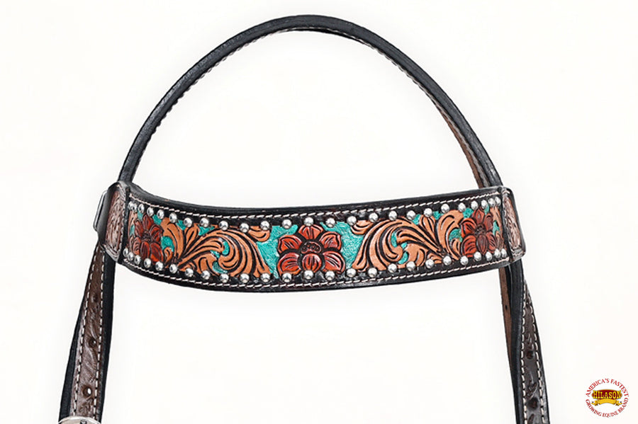 HILASON Western Horse Headstall Breast Collar Leather Brown | Tack Set for Horses