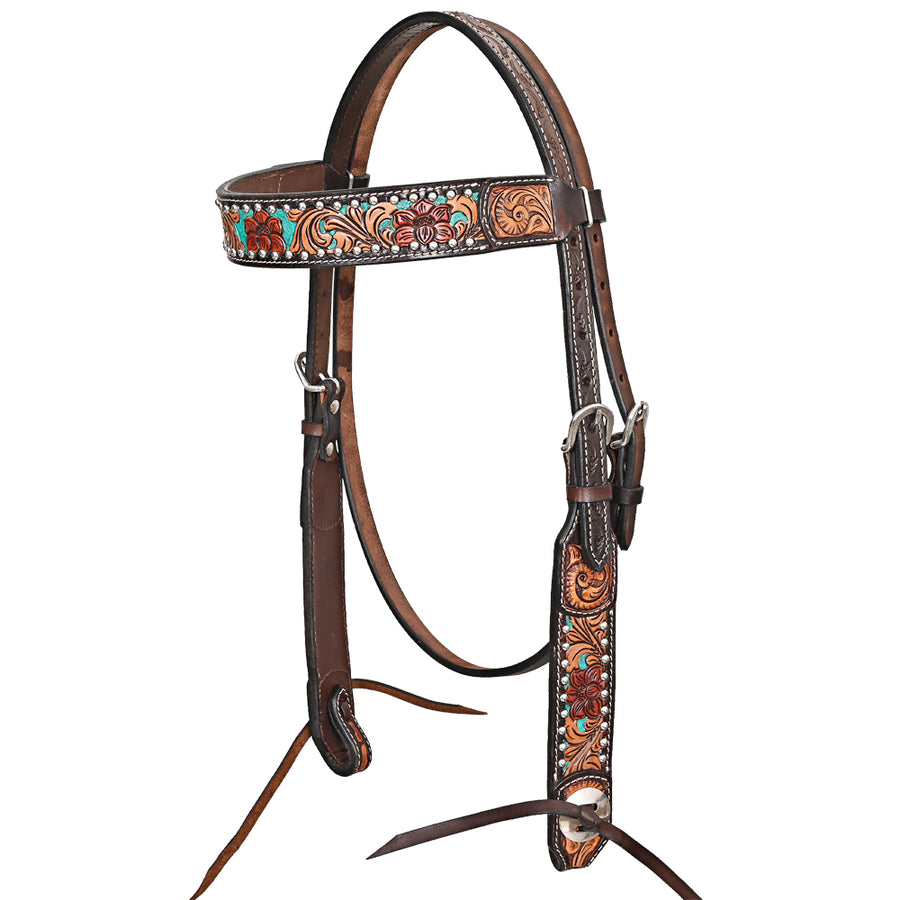 HILASON Western Horse Headstall American Leather Brown - Uhorse