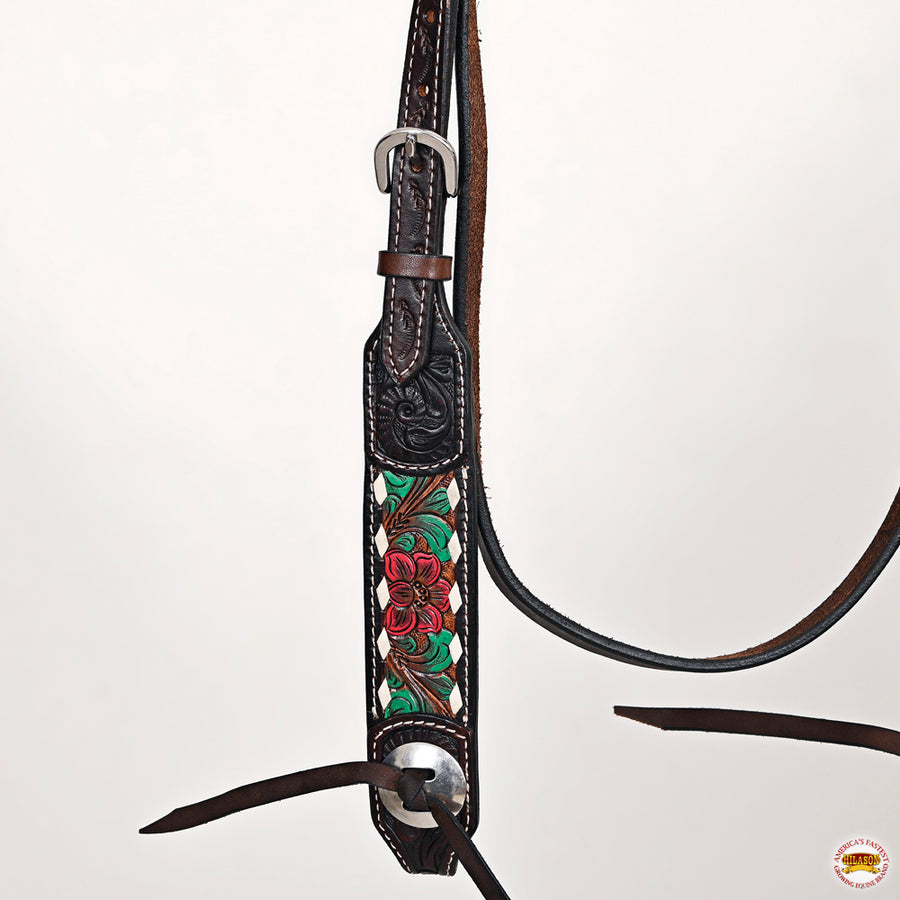 HILASON Western Horse Headstall Breast Collar American Leather Brown | Tack Set for Horses