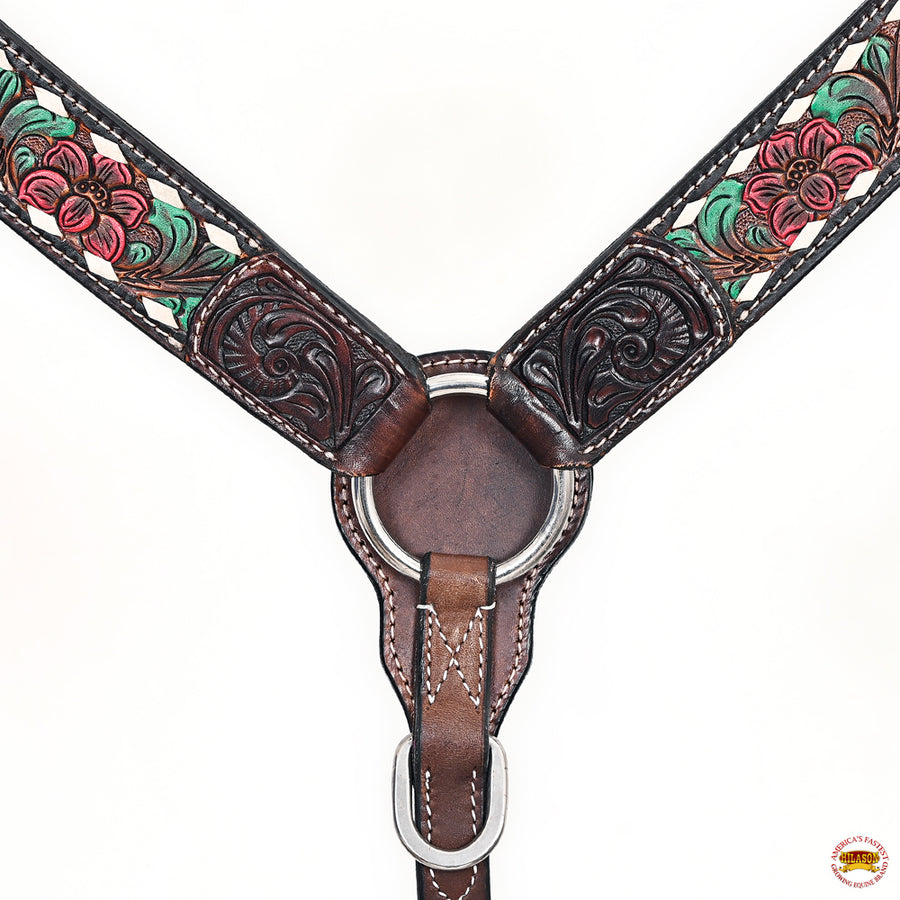 HILASON Western Horse Headstall Breast Collar American Leather Brown | Tack Set for Horses