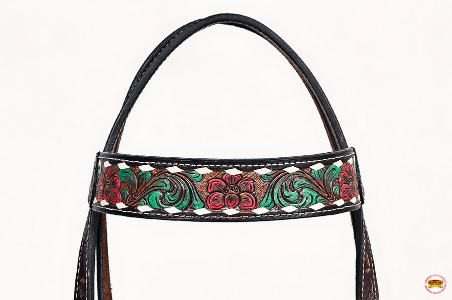 HILASON Western Horse Headstall Breast Collar American Leather Brown | Tack Set for Horses