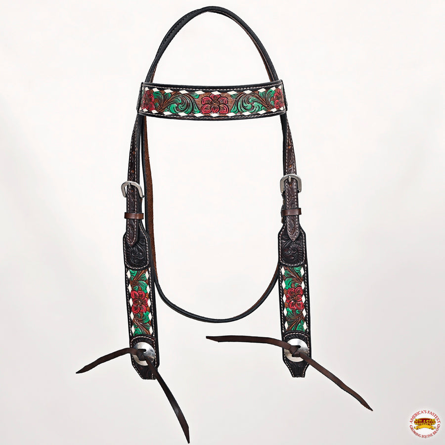 HILASON Western Horse Headstall Breast Collar American Leather Brown | Tack Set for Horses