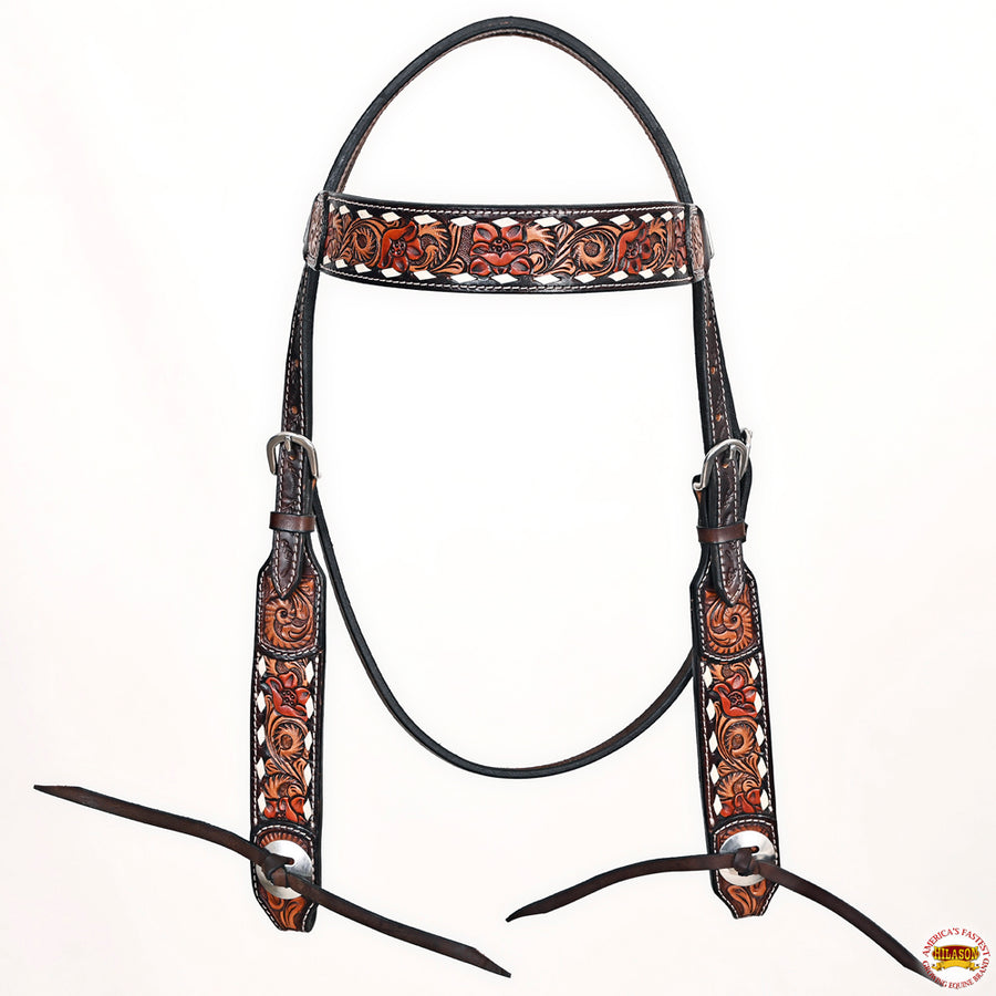 HILASON Western Horse Headstall & Breast Collar American Leather Hand Carving