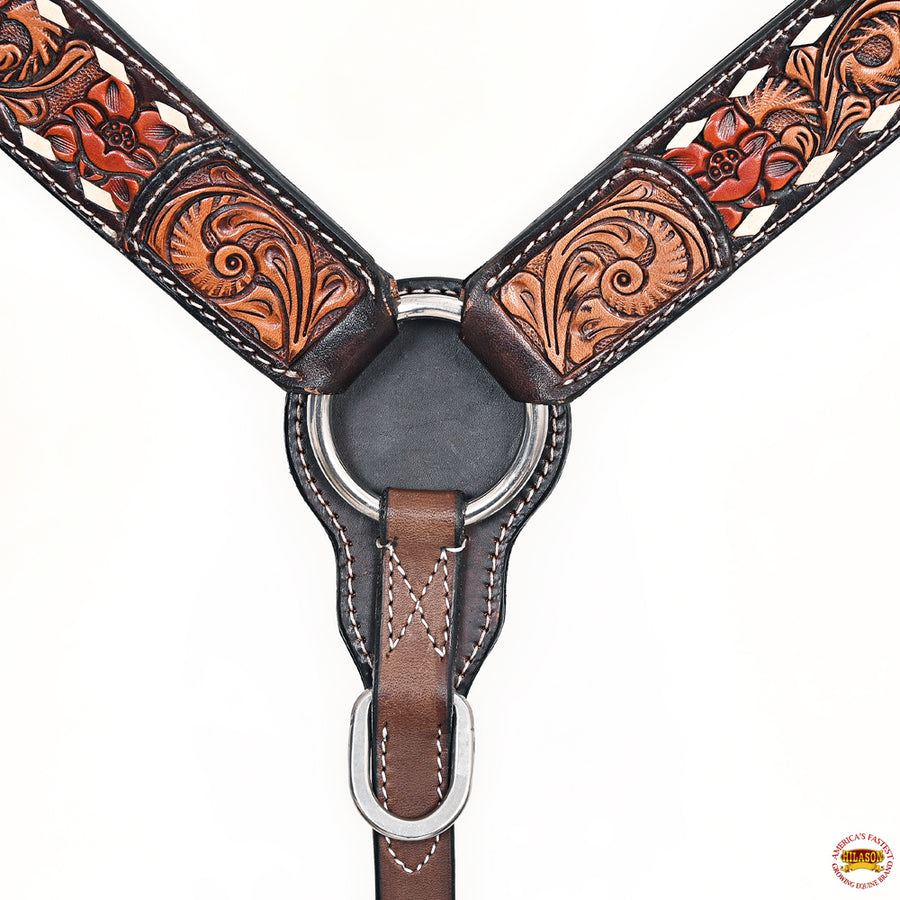 HILASON Western Horse Headstall Breast Collar American Leather Brown | Tack Set for Horses