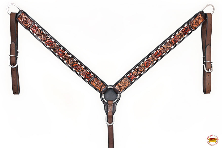HILASON Western Horse Headstall Breast Collar American Leather Brown | Tack Set for Horses