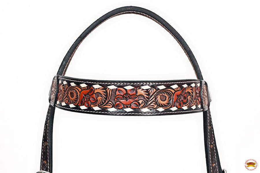HILASON Western Horse Headstall Breast Collar American Leather Brown | Tack Set for Horses