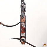 HILASON Western Horse Headstall & Breast Collar American Leather Hand Carving