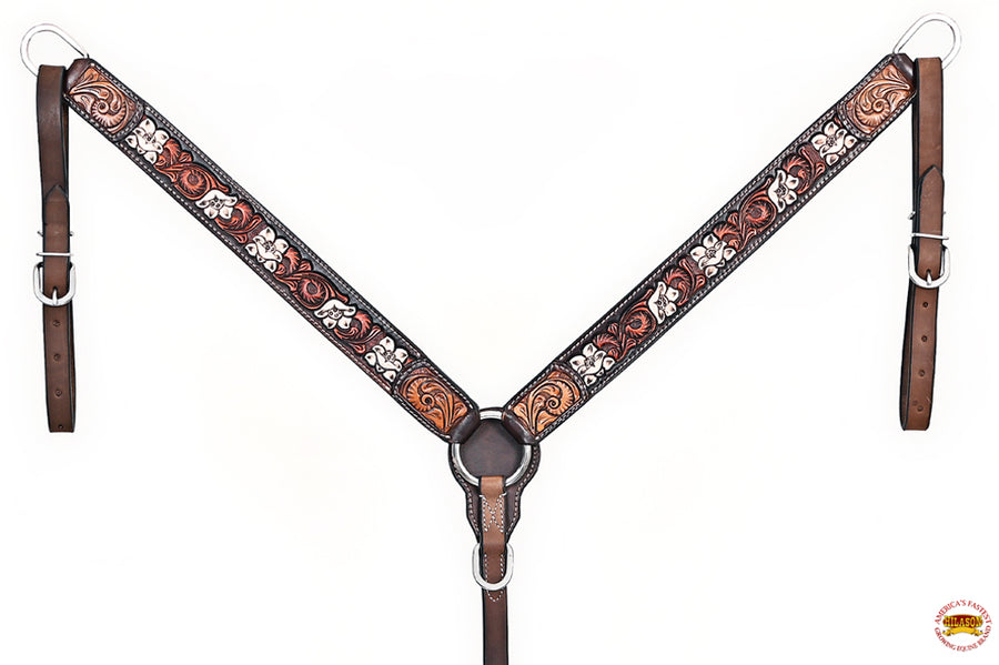 HILASON Western Horse Headstall Breast Collar American Leather Brown | Tack Set for Horses