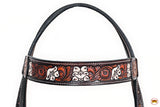 HILASON Western Horse Headstall & Breast Collar American Leather Hand Carving