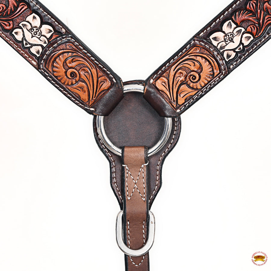 HILASON Western Horse Headstall Breast Collar American Leather Brown | Tack Set for Horses