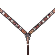 HILASON Western Horse Headstall Breast Collar American Leather Brown | Tack Set for Horses