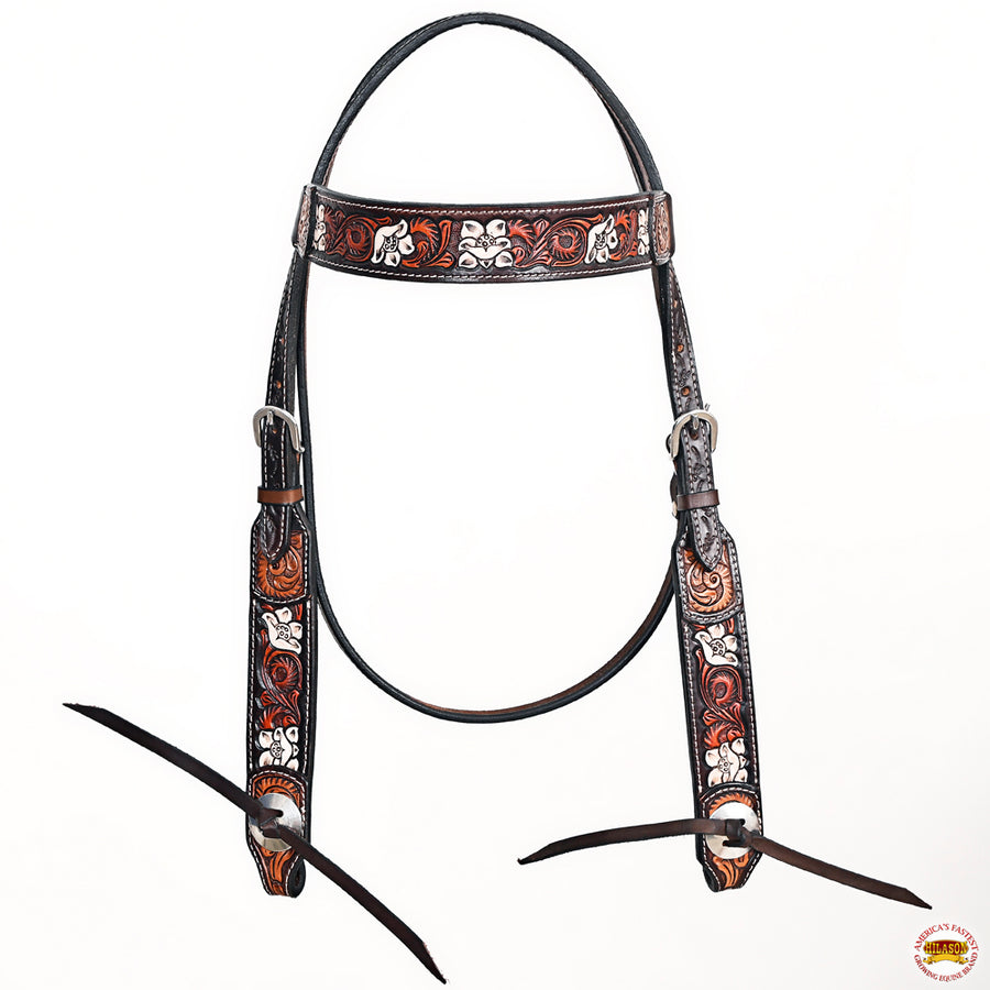 HILASON Western Horse Headstall Breast Collar American Leather Brown | Tack Set for Horses
