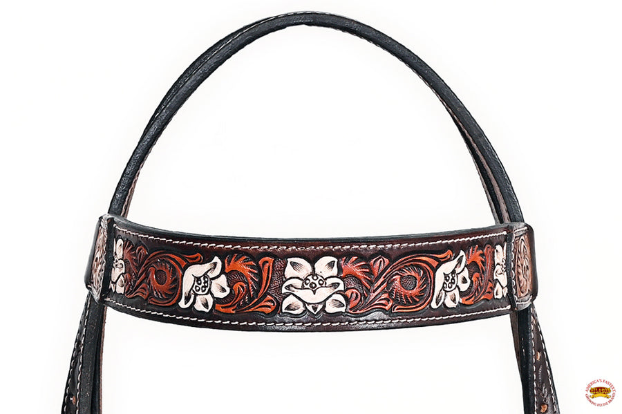 HILASON Western Horse Headstall Breast Collar American Leather Brown | Tack Set for Horses