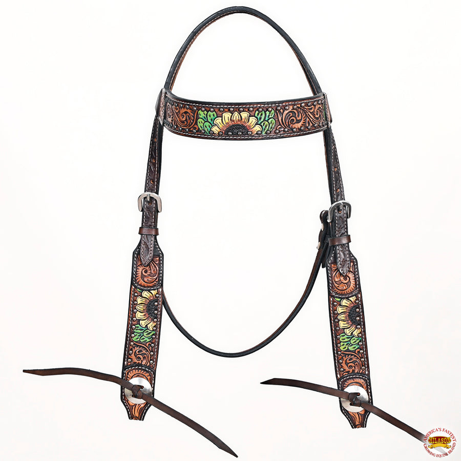 HILASON Western Horse Headstall & Breast Collar American Leather Hand Carving