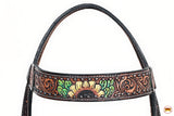 HILASON Western Horse Headstall & Breast Collar American Leather Hand Carving