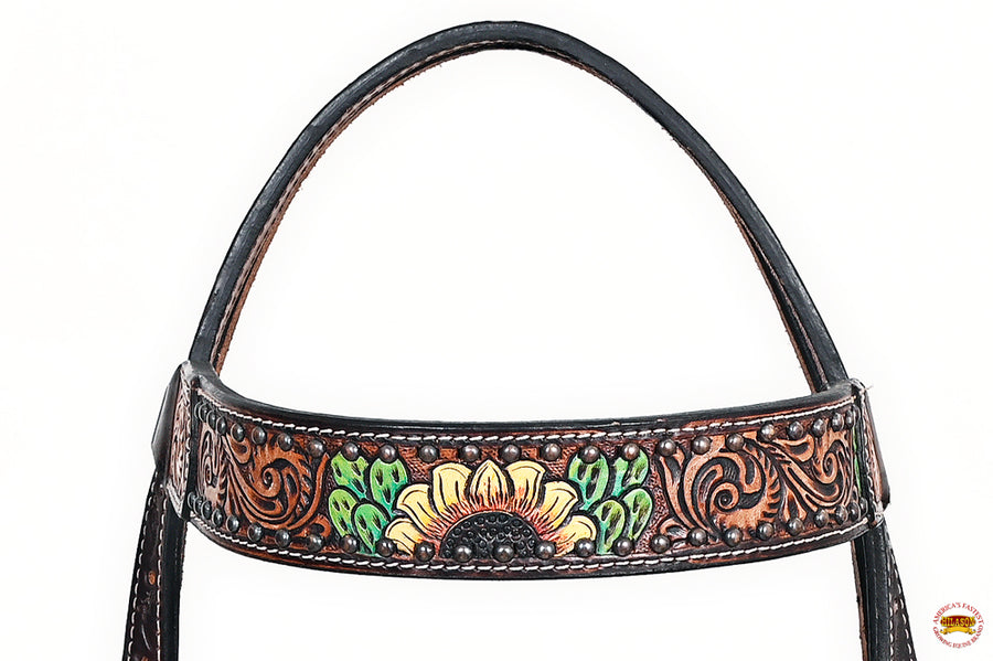 HILASON Western Horse Headstall Breast Collar American Leather Brown | Tack Set for Horses