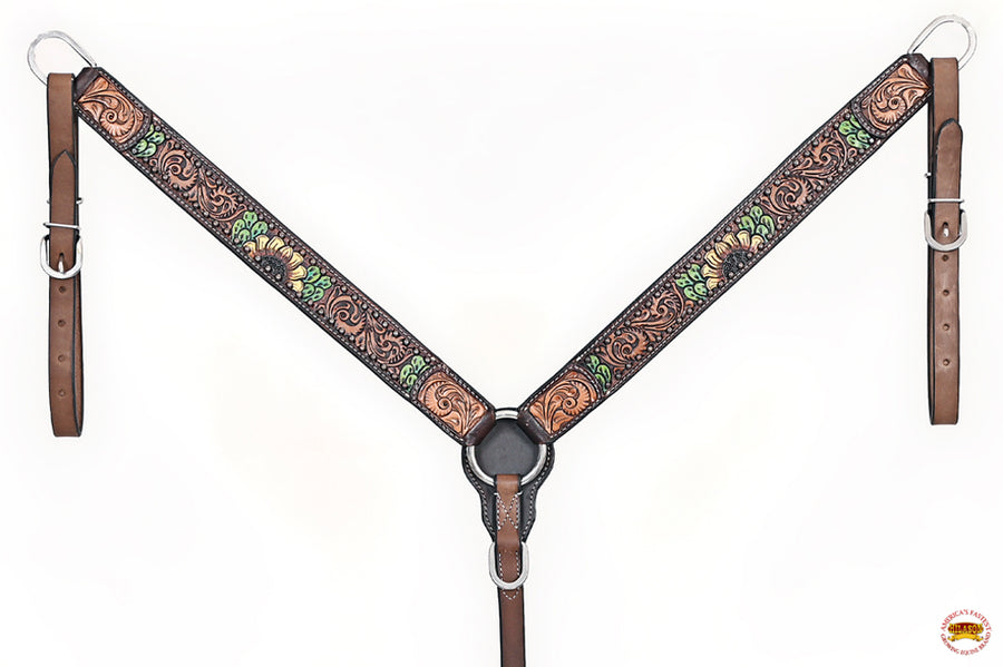 HILASON Western Horse Headstall Breast Collar American Leather Brown | Tack Set for Horses