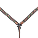 HILASON Western Horse Headstall Breast Collar American Leather Brown | Tack Set for Horses