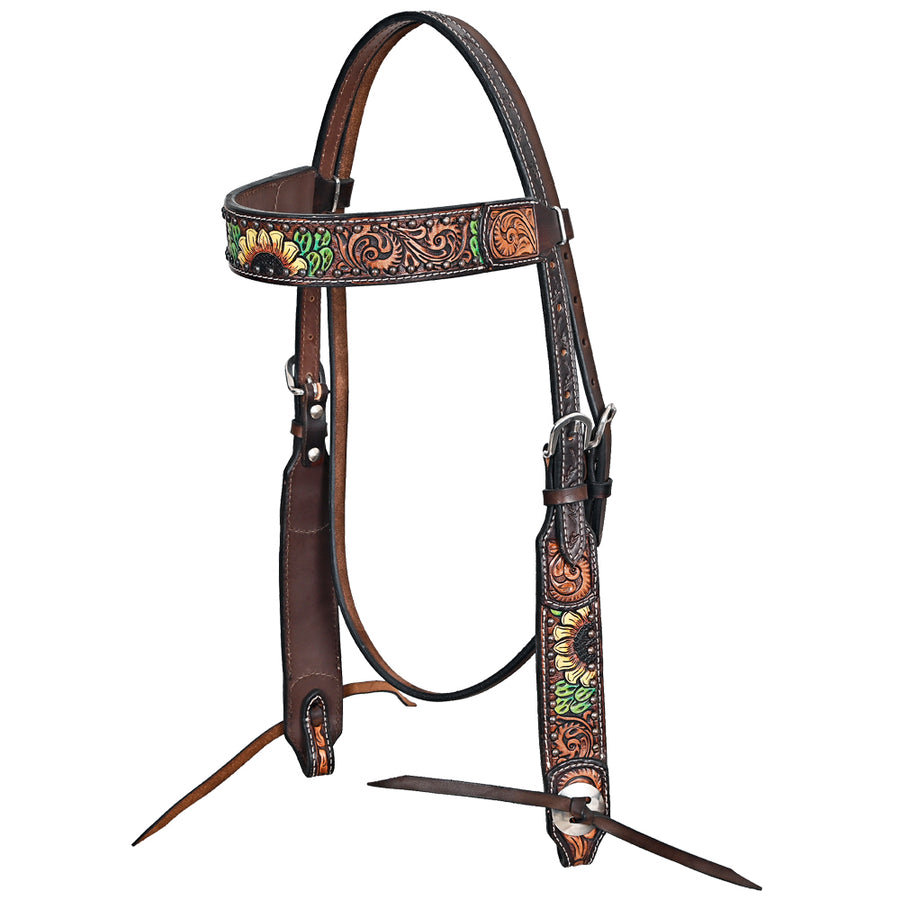 HILASON Western Horse Headstall American Leather Brown - Uhorse