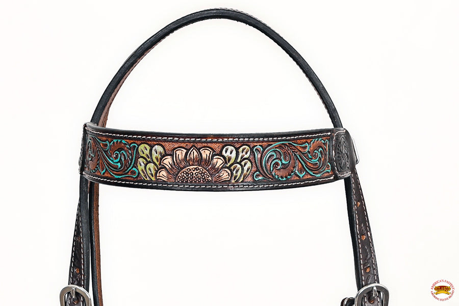 HILASON Western Horse Headstall Breast Collar Leather Brown | Tack Set for Horses
