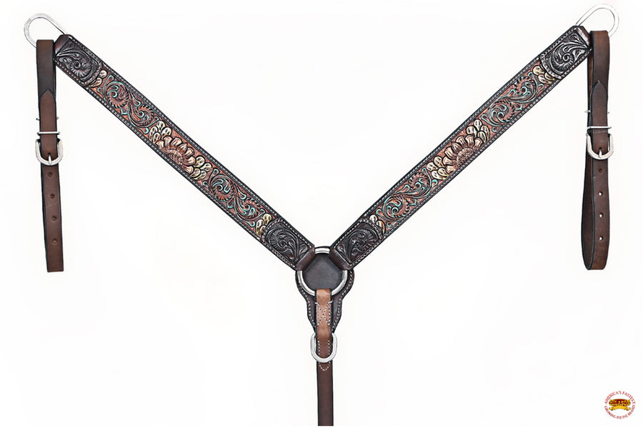 HILASON Western Horse Headstall Breast Collar Leather Brown | Tack Set for Horses