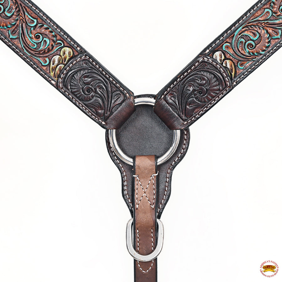 HILASON Western Horse Headstall Breast Collar Leather Brown | Tack Set for Horses