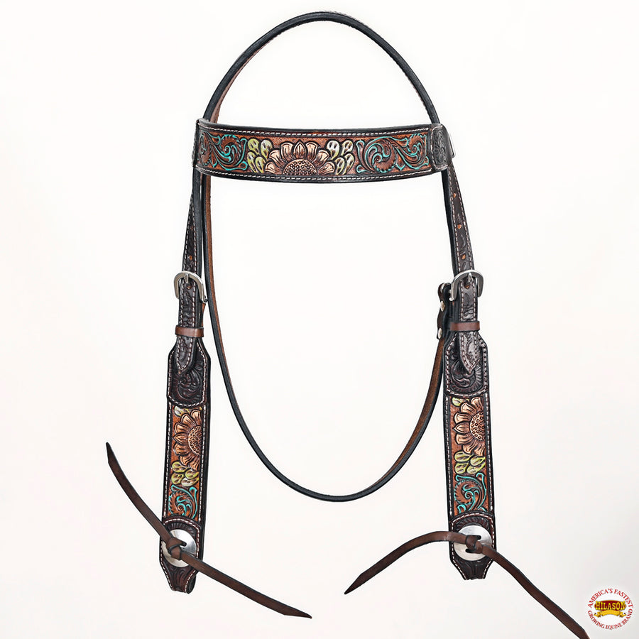 HILASON Western Horse Headstall Breast Collar Leather Brown | Tack Set for Horses
