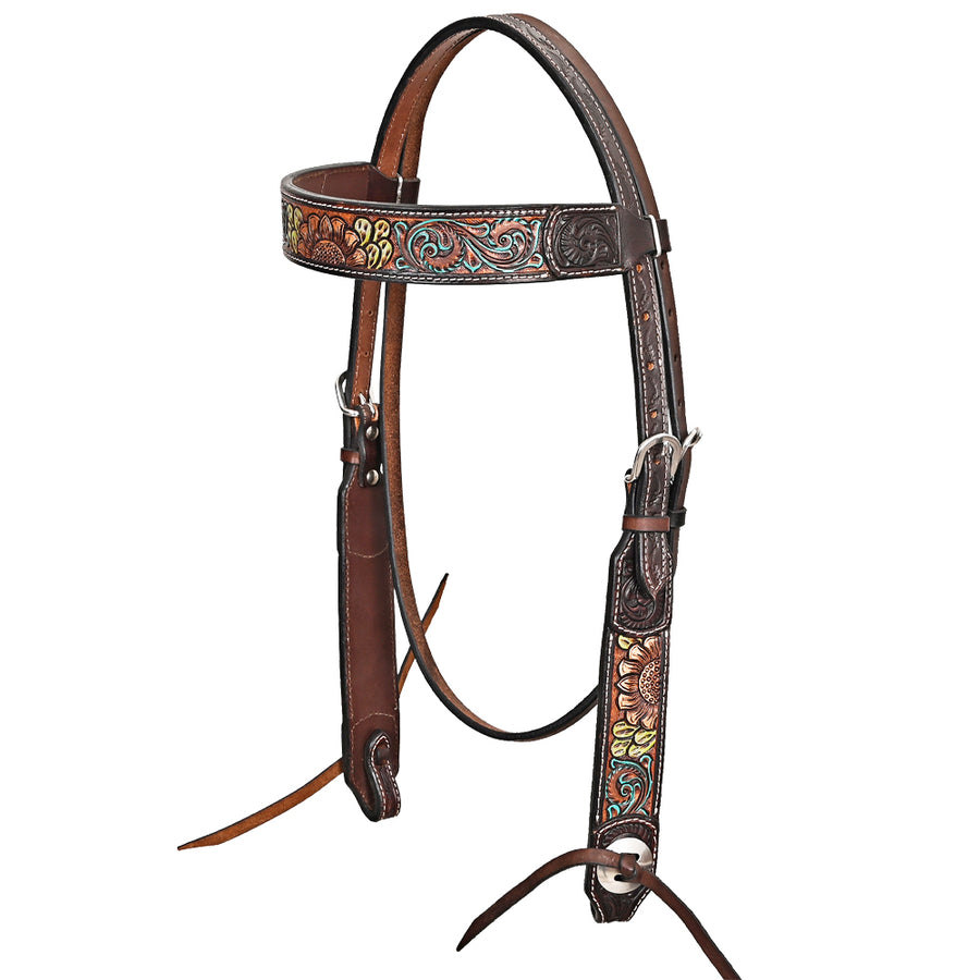 HILASON Western Horse Headstall American Leather Brown - Uhorse