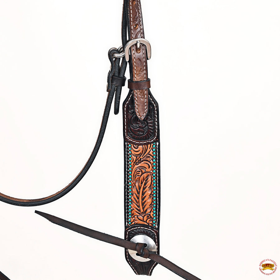 HILASON Western Horse Headstall Breast Collar American Leather Brown | Tack Set for Horses