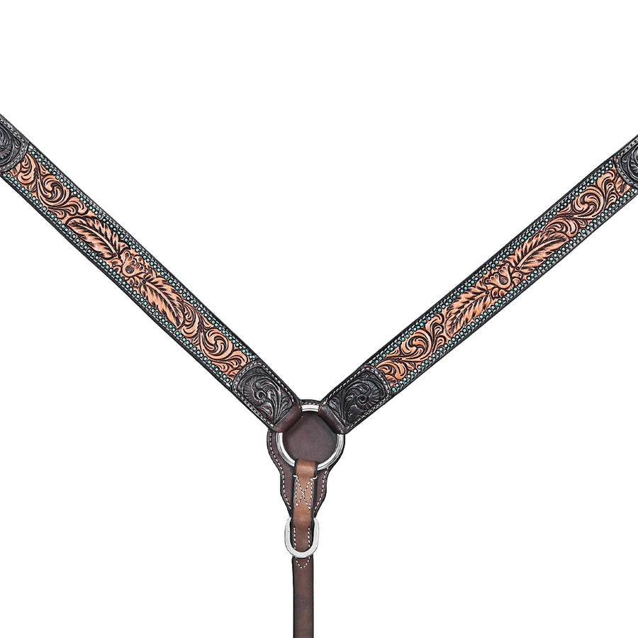 HILASON Western Horse Headstall Breast Collar American Leather Brown | Tack Set for Horses