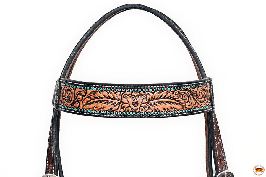 HILASON Western Horse Headstall Breast Collar American Leather Brown | Tack Set for Horses