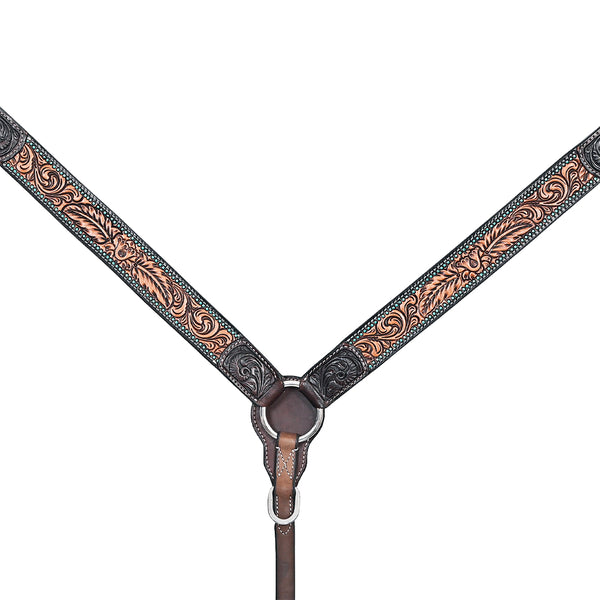HILASON Western Horse Headstall Breast Collar Leather Brown - Uhorse
