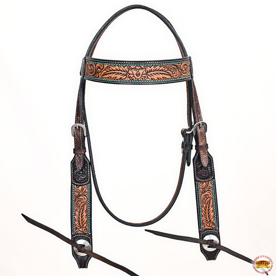 HILASON Western Horse Headstall Breast Collar American Leather Brown | Tack Set for Horses