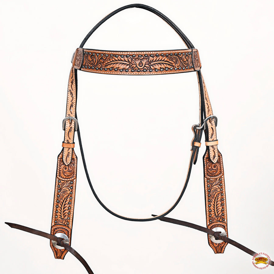 HILASON Western Horse Headstall & Breast Collar American Leather Hand Carving
