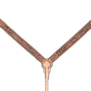 HILASON Western Horse Headstall Breast Collar American Leather Tan | Tack Set for Horses