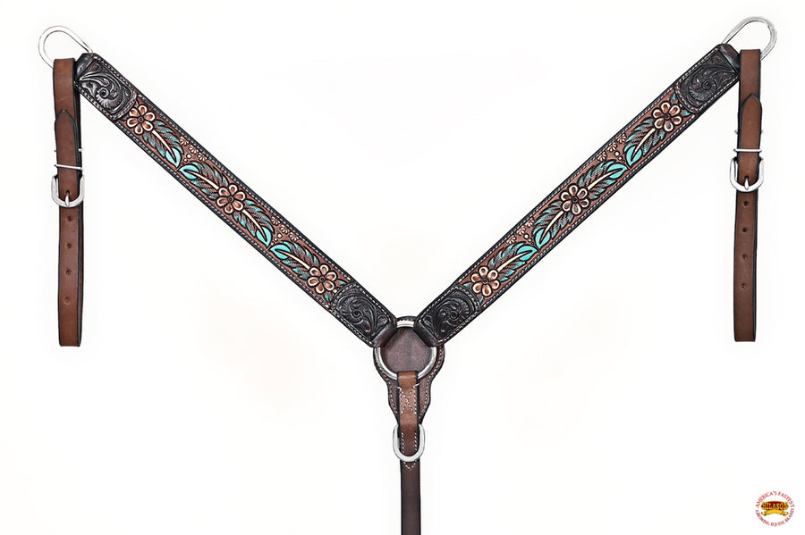 HILASON Western Horse Headstall Breast Collar Leather Brown | Tack Set for Horses