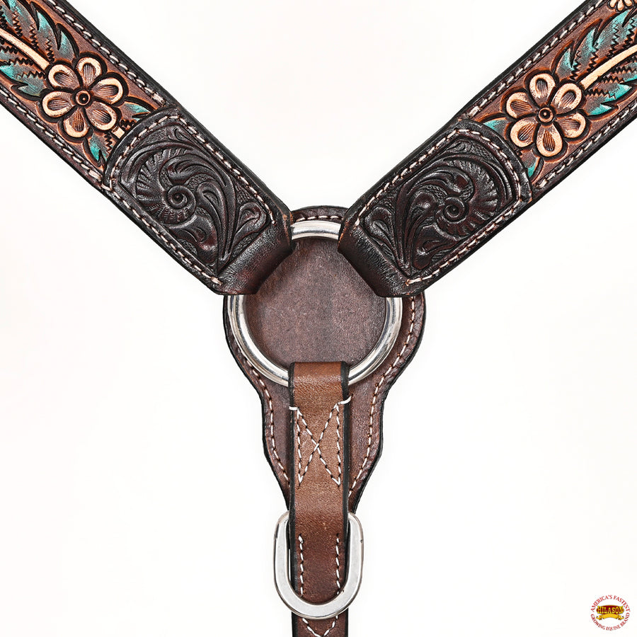 HILASON Western Horse Headstall Breast Collar Leather Brown | Tack Set for Horses