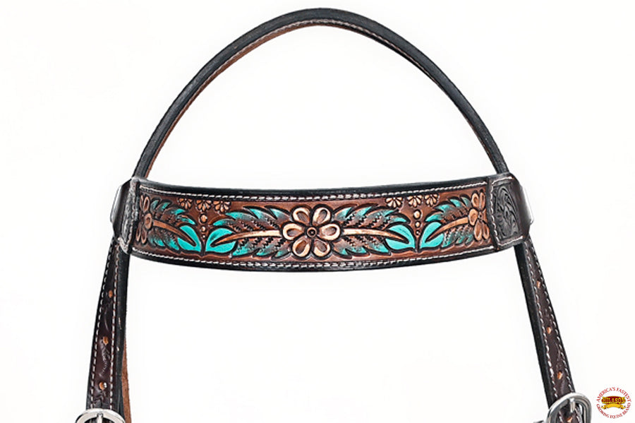 HILASON Western Horse Headstall Breast Collar Leather Brown | Tack Set for Horses