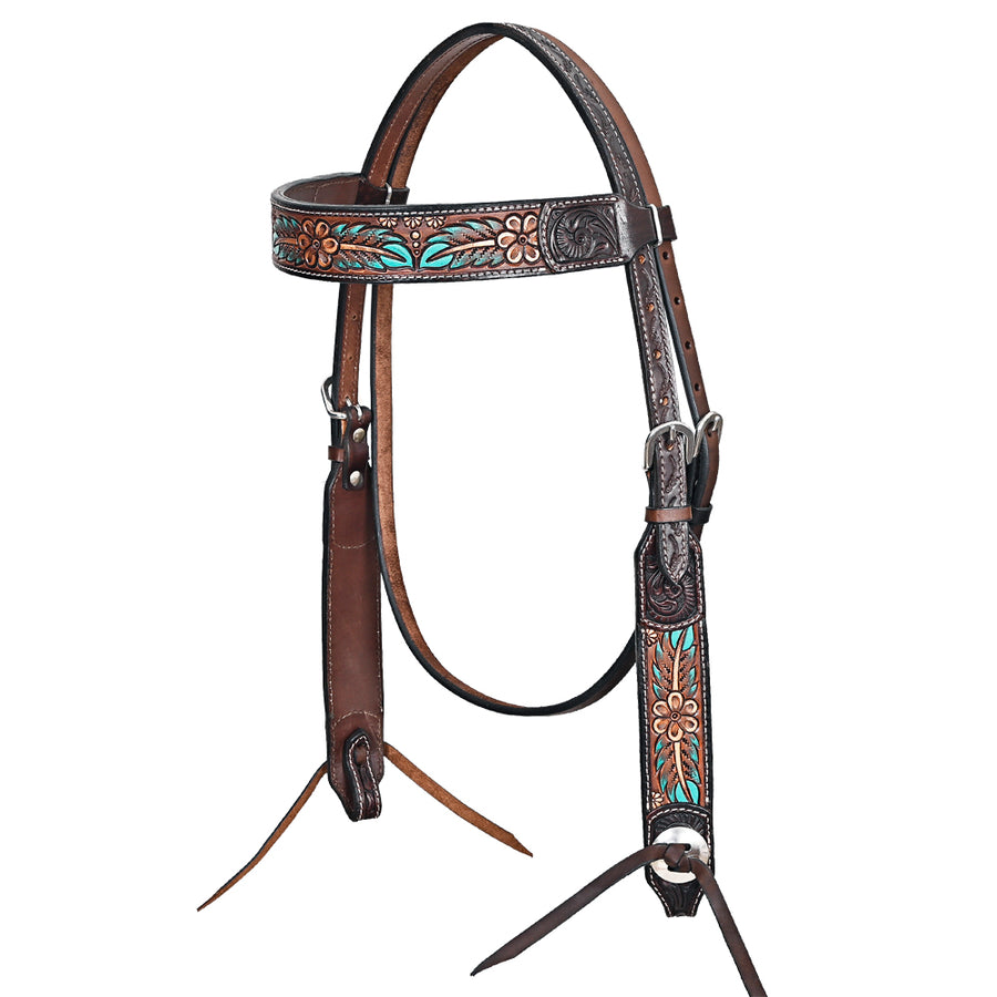 HILASON Western Horse Headstall American Leather Brown - Uhorse
