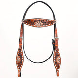 Comfytack Horse Floral Hand Painted Genuine Leather Breast Collar Headstall Brown
