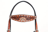Comfytack Horse Floral Hand Painted Genuine Leather Breast Collar Headstall Brown