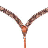 Comfytack Horse Floral Hand Painted Genuine Leather Breast Collar Headstall Brown