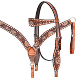 Comfytack Horse Floral Hand Painted Genuine Leather Breast Collar Headstall Brown