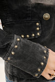 ADBZ049 Genuine leather Hand tooled hand carved Women 100% cotton Denim Blazer dress jacket ladies Girl